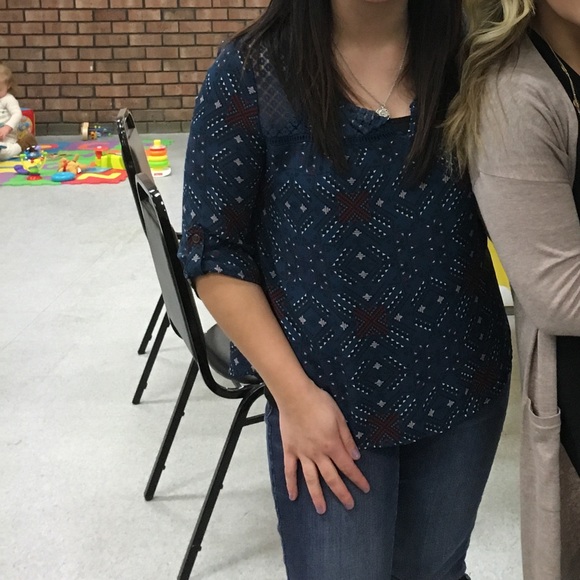 Navy Blue Aztec Print Top - Picture 6 of 6